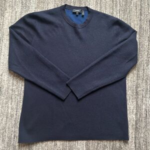 Theory Navy Blue Wool Blend Crew Neck Sweater, Size L